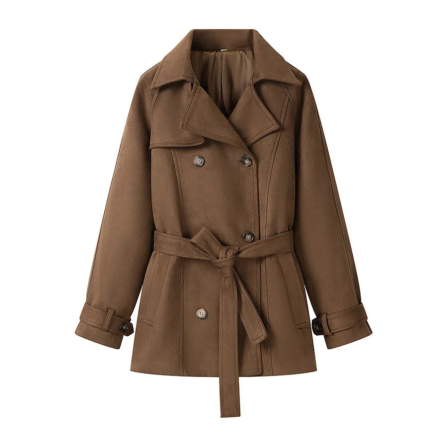 Withered European And American 2026 Fashion Temperament Women's Suede Slim Fit Belt Casual Double Breasted Jacket Jacket
Withered European And American 2026 Fashion Temperament Women's Suede Slim Fit Belt Casual Double Breasted Jacket Jacket