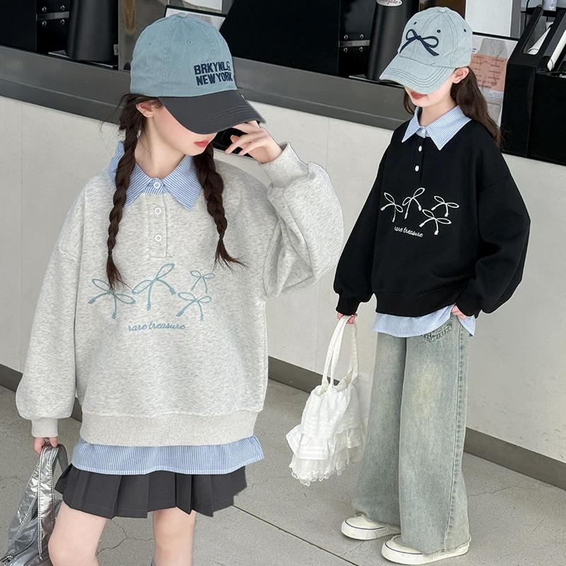 2025 Spring and Autumn Girl Fake Two-piece Sweater Embroidered Sweater Fashion Hip Hop High Quality Girl
2025 Spring and Autumn Girl Fake Two-piece Sweater Embroidered Sweater Fashion Hip Hop High Quality Girl