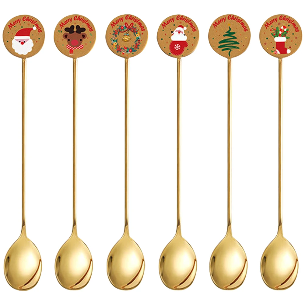 6 Pcs Coffee Spoon Stainless Steel Christmas Themed Portable Wear resistant Reusable Dessert Spoon for Mixing Drinks
6 Pcs Coffee Spoon Stainless Steel Christmas Themed Portable Wear resistant Reusable Dessert Spoon for Mixing Drinks