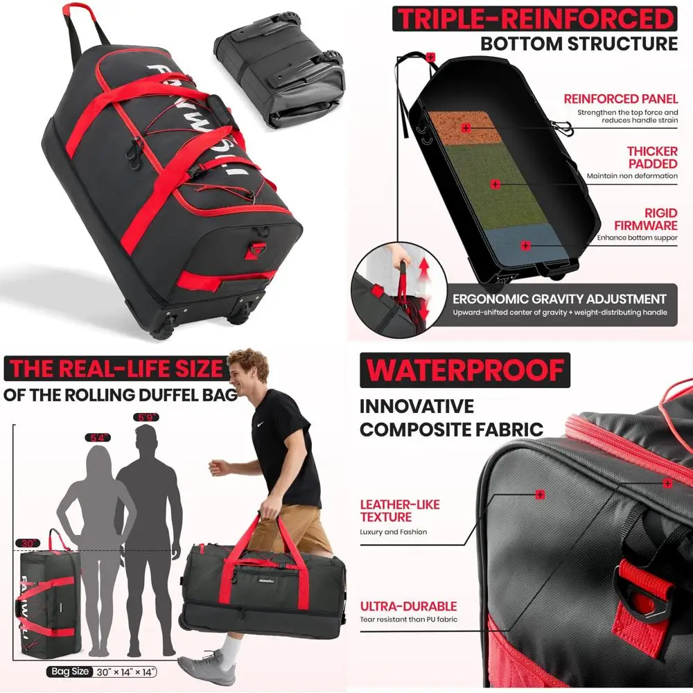 Большая расширяемая дорожная сумка на колесиках 100–120 л с 2 колесами, конструкция без провисания для тяжелых нагрузок, дорожный багаж для долговечности
Большая расширяемая дорожная сумка на колесиках 100–120 л с 2 колесами, конструкция без провисания для тяжелых нагрузок, дорожный багаж для долговечности