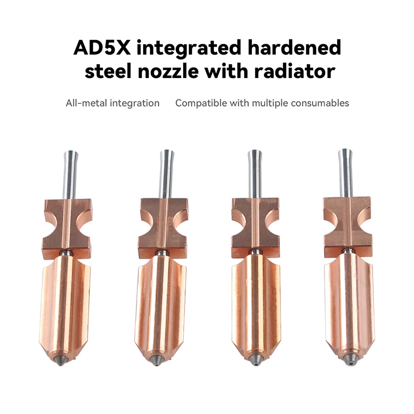 Bimetallic Nozzle For Flashforge AD5X New Upgraded Hardened Steel Hotend Nozzles 0.2/0.4/0.6/0.8mm 3D Printer Replacement Parts
Bimetallic Nozzle For Flashforge AD5X New Upgraded Hardened Steel Hotend Nozzles 0.2/0.4/0.6/0.8mm 3D Printer Replacement Parts