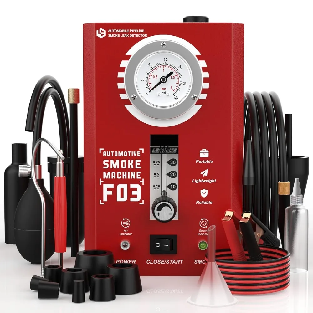 Smoke Machine Automotive with Flow Meter & Pressure Gauge, F03 EVAP Smoke Leak Detector Tester for Car & All 12V DC Vehicles in
Smoke Machine Automotive with Flow Meter & Pressure Gauge, F03 EVAP Smoke Leak Detector Tester for Car & All 12V DC Vehicles in