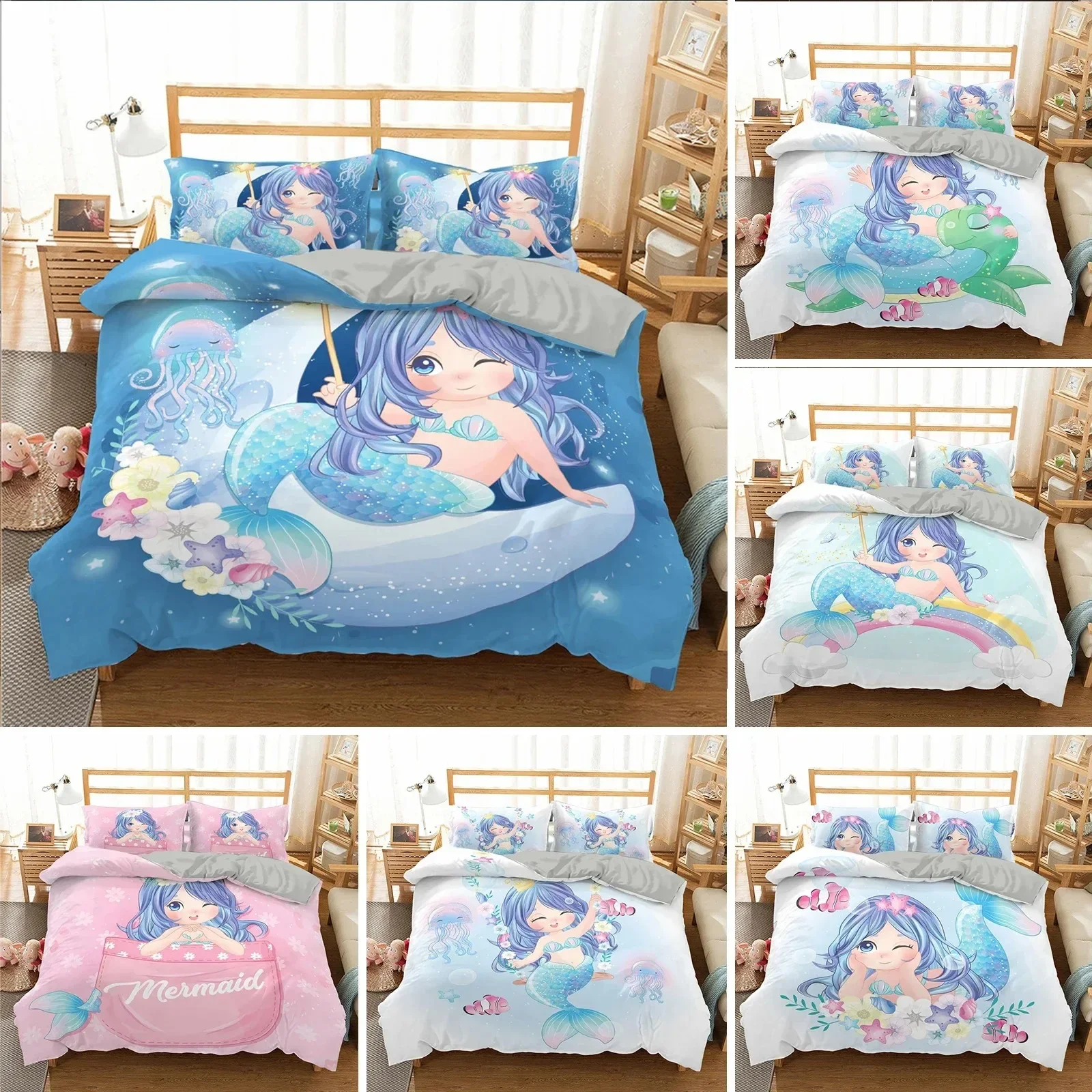 Mermaid Duvet Cover Set King Size,Microfiber Underwater World Bedding Set With Pillow Sham,Ocean Comforter Cover Twin Queen Size
Mermaid Duvet Cover Set King Size,Microfiber Underwater World Bedding Set With Pillow Sham,Ocean Comforter Cover Twin Queen Size