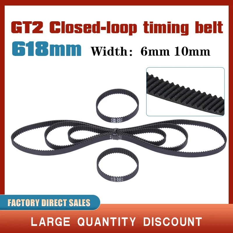 GT2 Closed Loop Timing Belt Rubber 618mm 2GT width 6mm 10mm GT2 pulley 3d printer parts
GT2 Closed Loop Timing Belt Rubber 618mm 2GT width 6mm 10mm GT2 pulley 3d printer parts