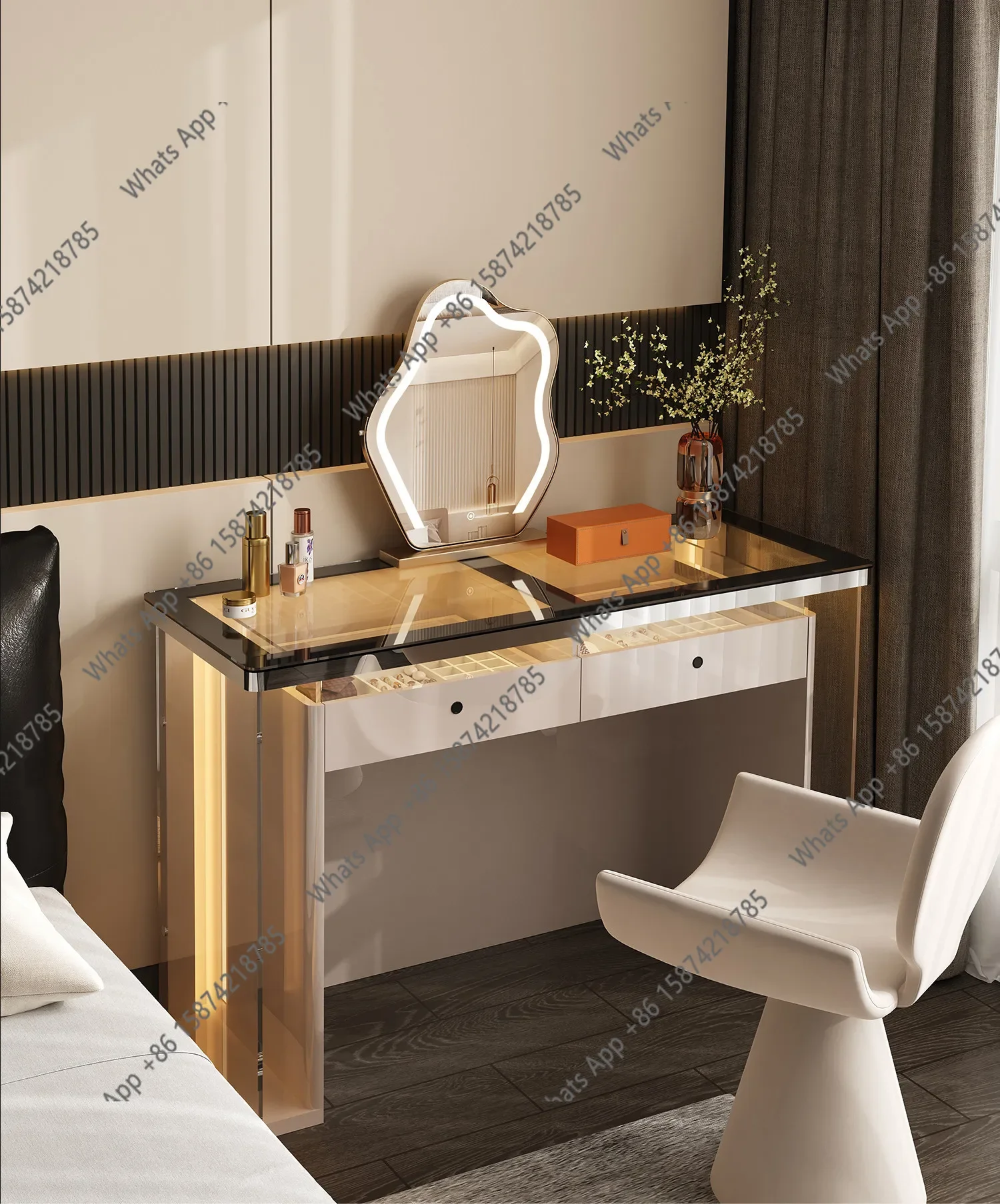 C64 Italian Light Luxury Cosmetic Table Dresser Modern Bedroom Simple Bedroom Bedside Combination New Jewelry Cabinet
C64 Italian Light Luxury Cosmetic Table Dresser Modern Bedroom Simple Bedroom Bedside Combination New Jewelry Cabinet