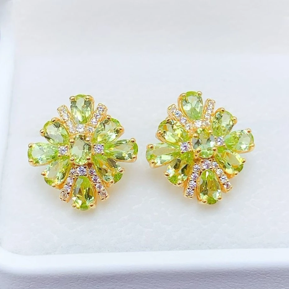 Genuine Peridot Earrings 925 Silver Sparkling Green Stone Luxury Studs Fine Jewelry with Authentic Certificate for Her
Genuine Peridot Earrings 925 Silver Sparkling Green Stone Luxury Studs Fine Jewelry with Authentic Certificate for Her