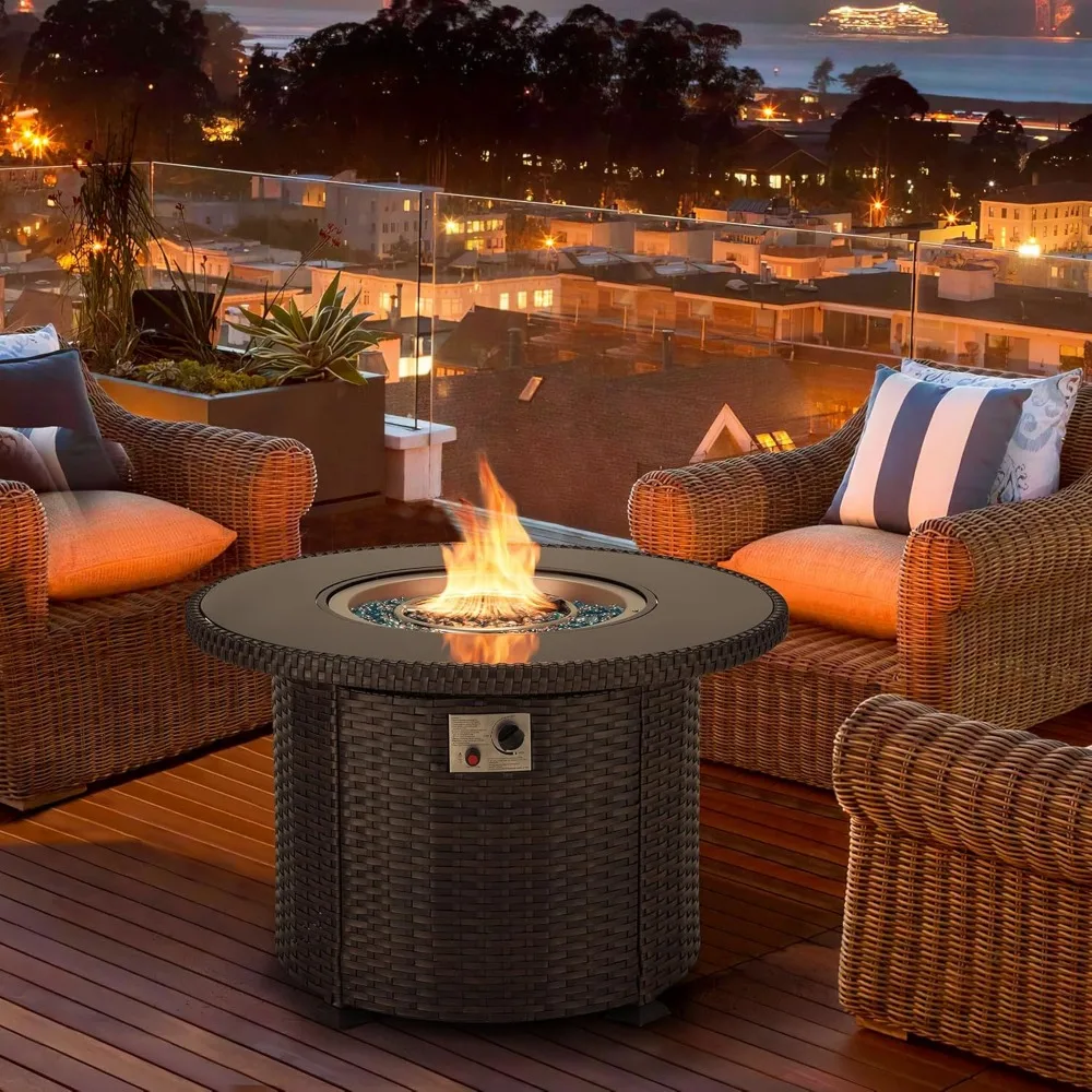 38.1″ Propane Fire Pit Table, Gas Fire Pit Table 50,000 BTU Fires Table, Tempered Glass Tabletop, Glass Rocks, Fire Table
38.1″ Propane Fire Pit Table, Gas Fire Pit Table 50,000 BTU Fires Table, Tempered Glass Tabletop, Glass Rocks, Fire Table