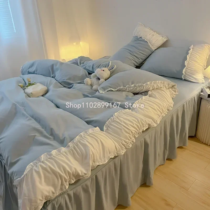 Girls Heart Solid Color Bedding Sheet Set Ins Princess Wind Quilt Cover Four-piece Set Linen Sheets Set for Dormitory Bed
Girls Heart Solid Color Bedding Sheet Set Ins Princess Wind Quilt Cover Four-piece Set Linen Sheets Set for Dormitory Bed