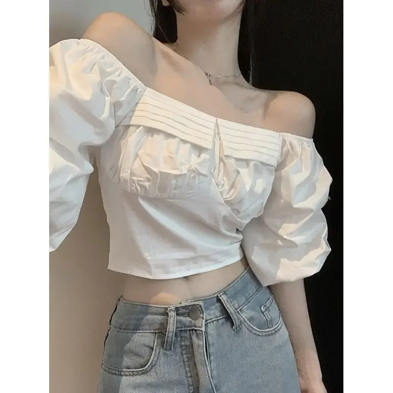 Gagaok Elegant Women Shirt Korean Fashion Clothing 2025 Summer Slash Neck Off Shoulder Puff Short Sleeve Top Gentle Blusas
Gagaok Elegant Women Shirt Korean Fashion Clothing 2025 Summer Slash Neck Off Shoulder Puff Short Sleeve Top Gentle Blusas