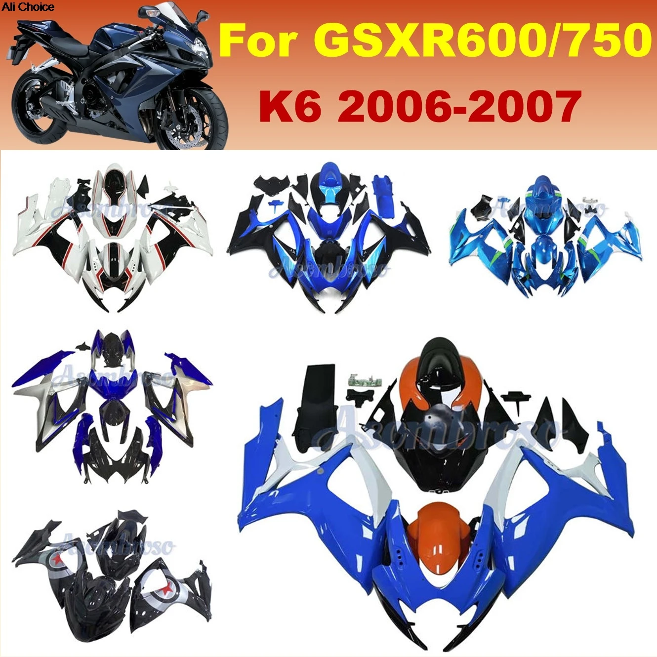 Motorcycle ABS Plastic Fairings For GSXR600 GSXR750 2006 2007 GSX-R600 750 Custom Bodywork Cowl set
Motorcycle ABS Plastic Fairings For GSXR600 GSXR750 2006 2007 GSX-R600 750 Custom Bodywork Cowl set