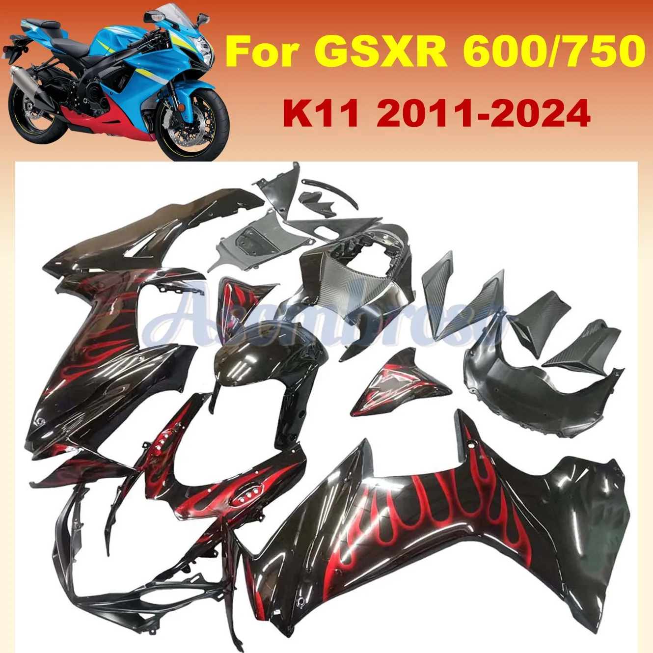 Bodywork kit For Suzuki GSXR600 GSXR750 2011-2024 2016 2017 2018 2019 2020 2022 GSXR 600 750 K11 Red Flame Fairing kit
Bodywork kit For Suzuki GSXR600 GSXR750 2011-2024 2016 2017 2018 2019 2020 2022 GSXR 600 750 K11 Red Flame Fairing kit