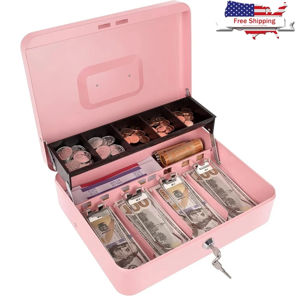 Secure Money Box with Key Lock Cash Register Organizer Heavy Duty Portable Metal Storage Coins Checks Receipts
Secure Money Box with Key Lock Cash Register Organizer Heavy Duty Portable Metal Storage Coins Checks Receipts