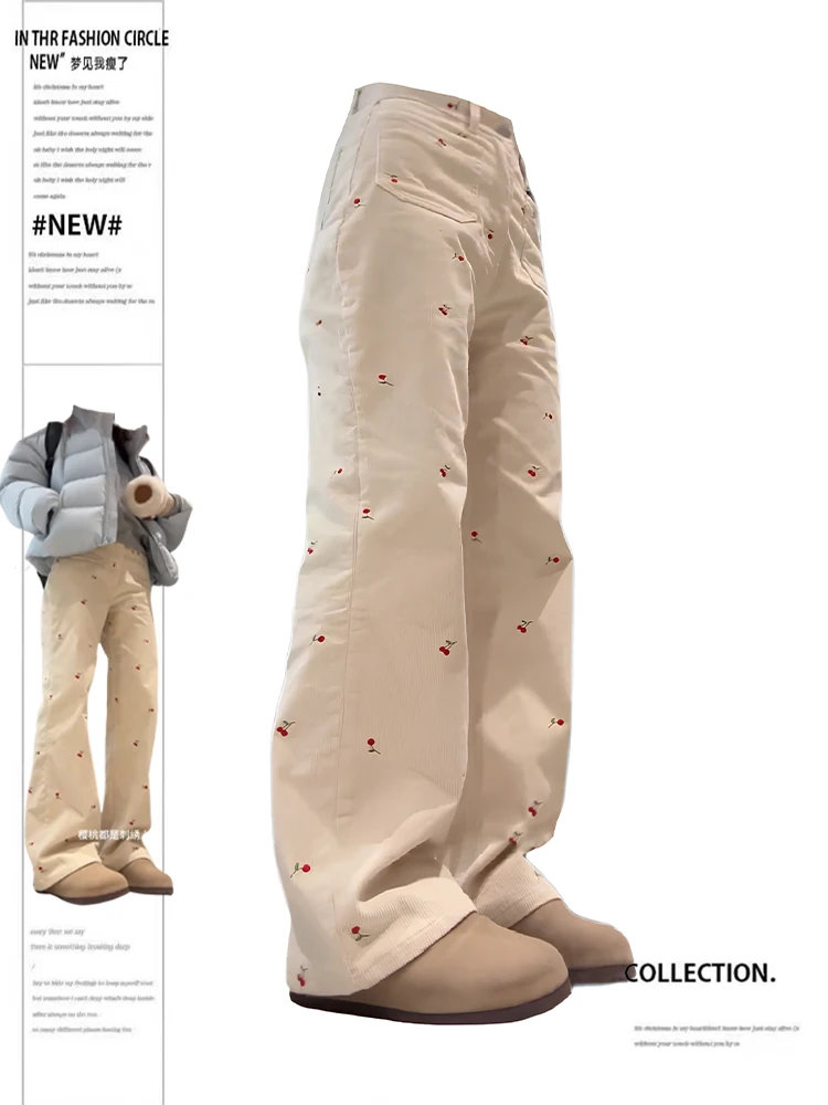 All Match Cheery Embroidery High Waist Women Flare Pants Chic Fashion Harajuku Wide Leg Trousers Loose Grunge Pantalones
All Match Cheery Embroidery High Waist Women Flare Pants Chic Fashion Harajuku Wide Leg Trousers Loose Grunge Pantalones