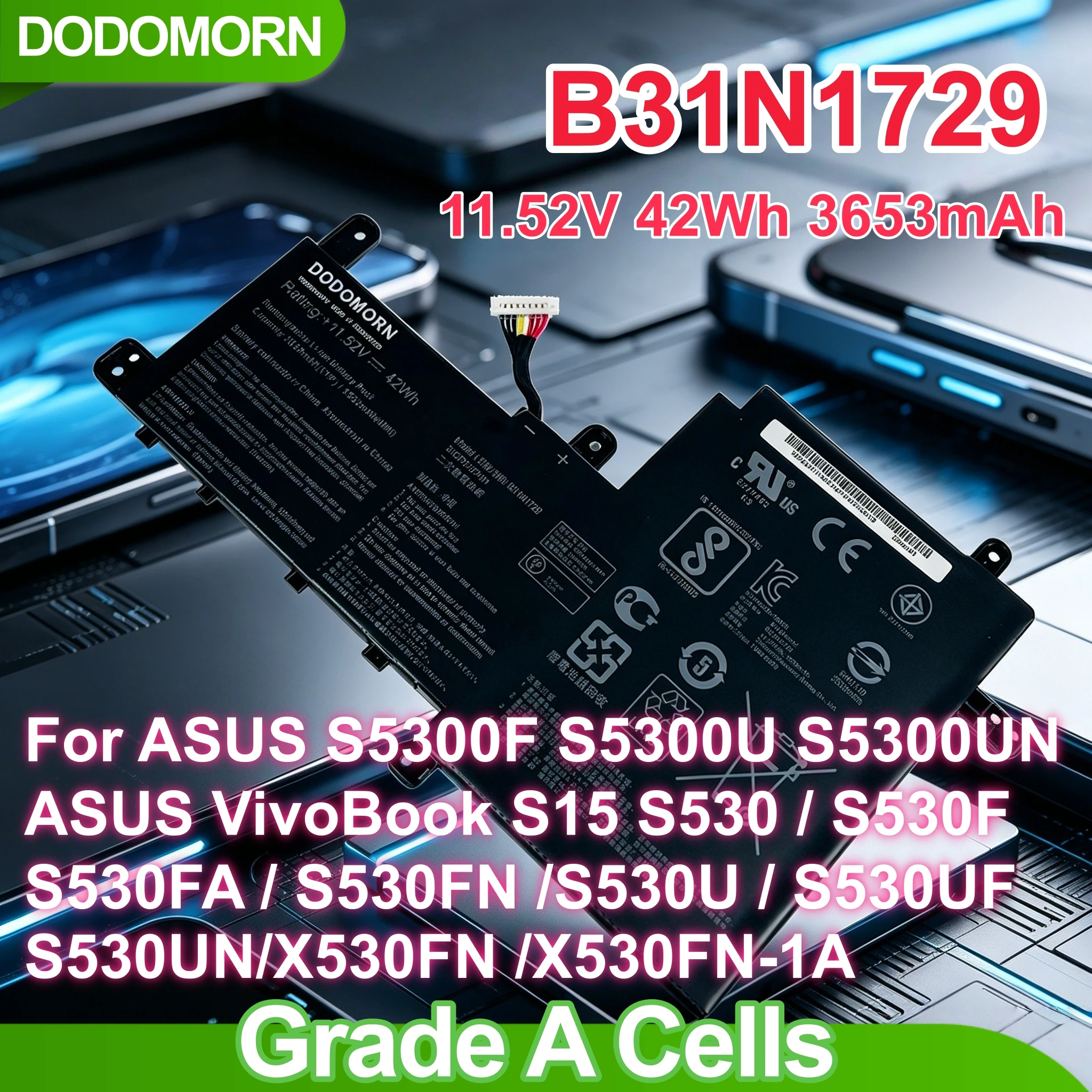 High quality B31N1729 Battery For ASUS VivoBook S15 S530FA S530FN S5300UN K530FN S530UA 42Wh Factory Direct Sales
High quality B31N1729 Battery For ASUS VivoBook S15 S530FA S530FN S5300UN K530FN S530UA 42Wh Factory Direct Sales