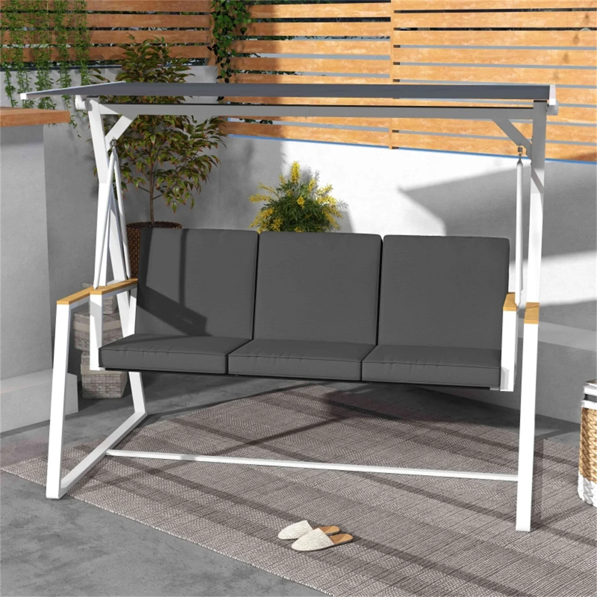 3-Seat Patio Swing Chair, Outdoor Porch Swing Glider with Adjustable Canopy, for Garden, patio furniture
3-Seat Patio Swing Chair, Outdoor Porch Swing Glider with Adjustable Canopy, for Garden, patio furniture
