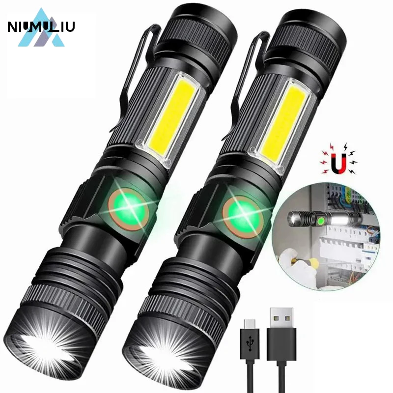 F2 Rechargeable Flashlight Magnetic With COB Side Light Super Bright LED Waterproof Zoomable Camping Emergency Flashlight
F2 Rechargeable Flashlight Magnetic With COB Side Light Super Bright LED Waterproof Zoomable Camping Emergency Flashlight