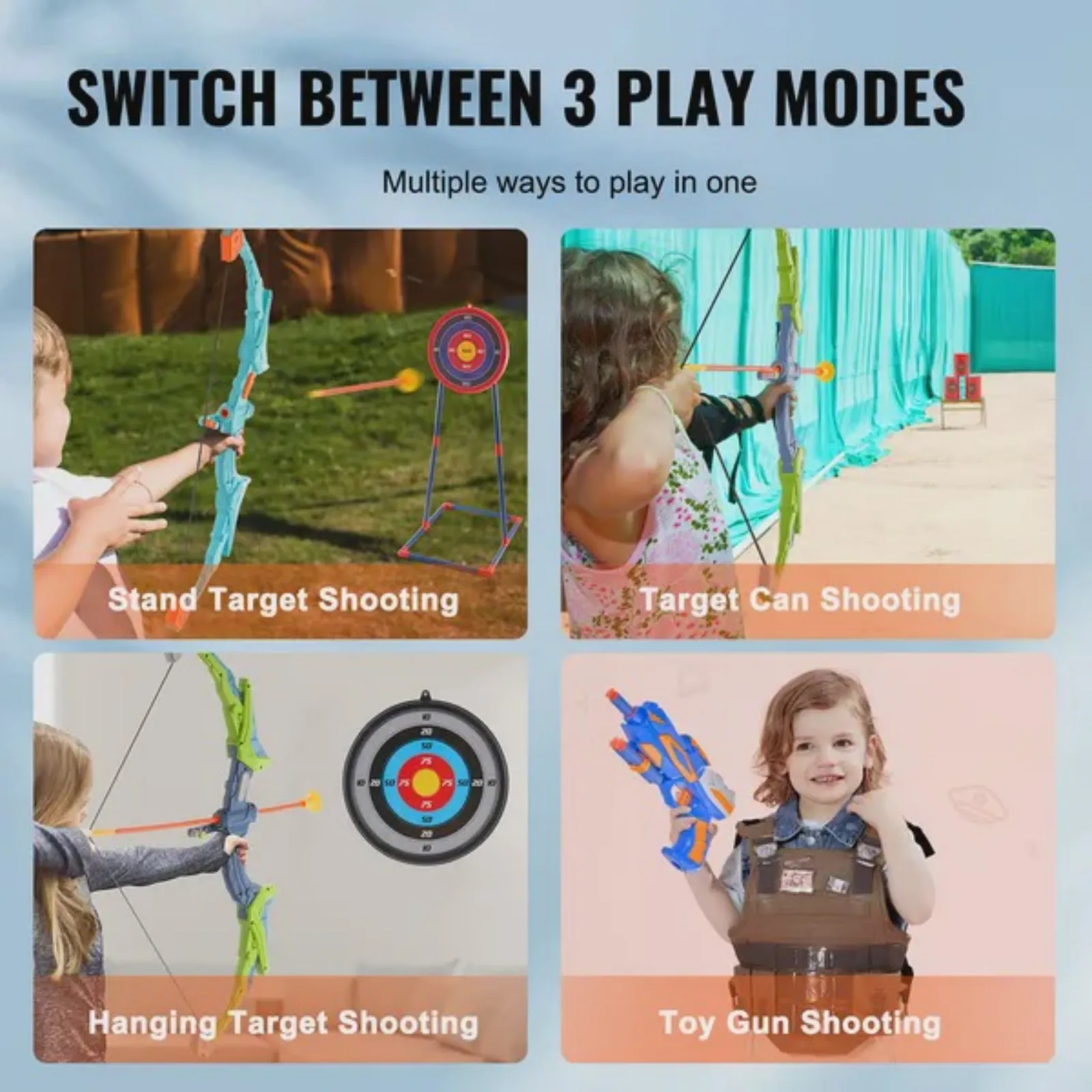 Bow and Arrow Set for Kids 2 Pack LED Light Up Archery Set with 20 Suction Cup Arrows Standing Target 2 Quivers 2 Guns 20 Soft Bullets 3 Target Cans Outdoor Toy for Boy & Girl 6+ Year Old
Bow and Arrow Set for Kids 2 Pack LED Light Up Archery Set with 20 Suction Cup Arrows Standing Target 2 Quivers 2 Guns 20 Soft Bullets 3 Target Cans Outdoor Toy for Boy & Girl 6+ Year Old