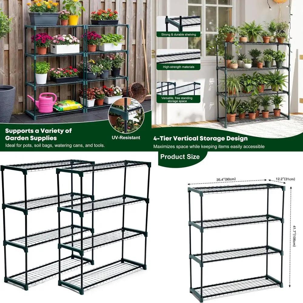 2-Tier Steel Plant Stands for Garden Greenhouse, Storage Racks for Home and Garage
2-Tier Steel Plant Stands for Garden Greenhouse, Storage Racks for Home and Garage