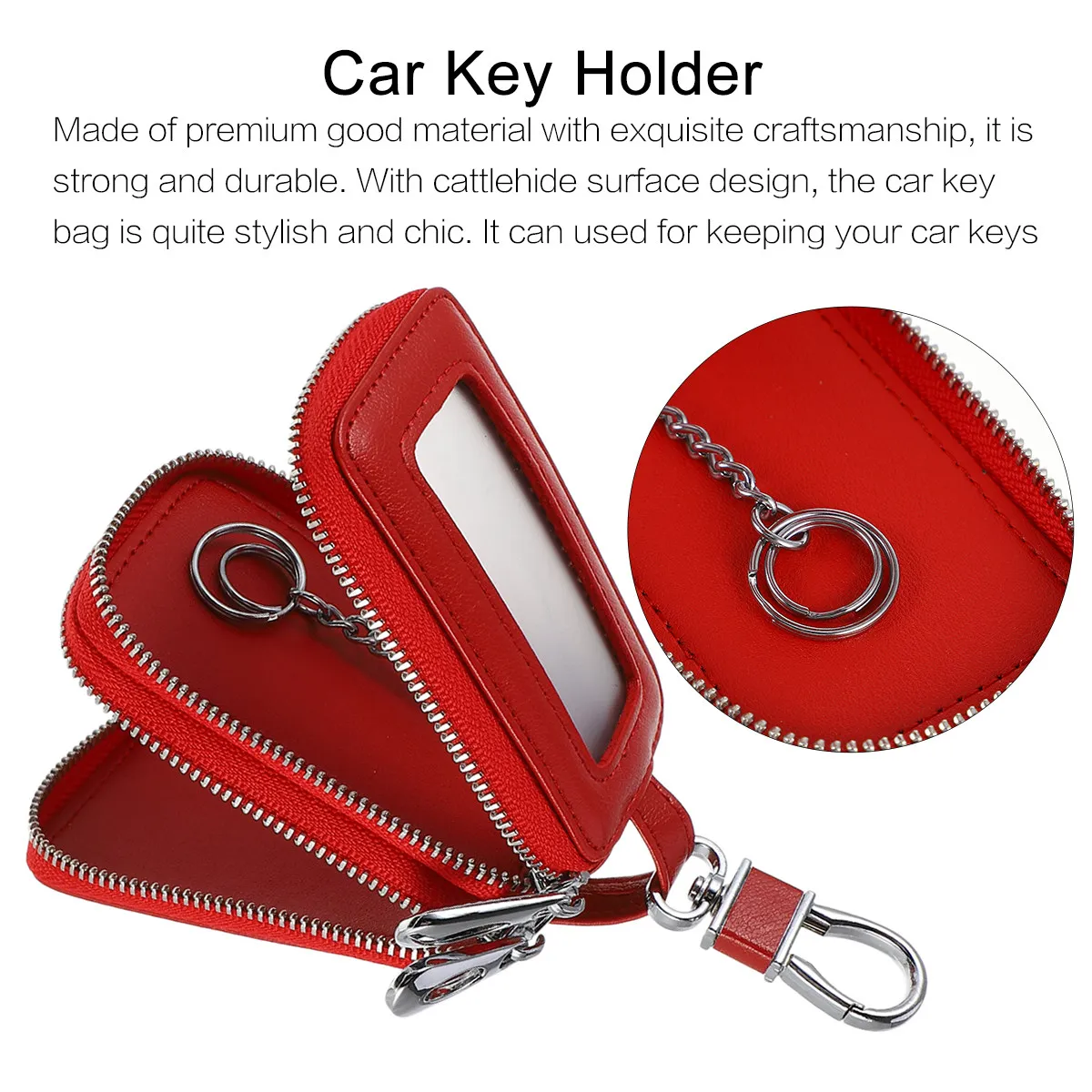 Cattlehide Car Key Bag Zipper Holder Stylish Hanging Design for All Kinds of Keys Protection from Loss Scratch
Cattlehide Car Key Bag Zipper Holder Stylish Hanging Design for All Kinds of Keys Protection from Loss Scratch