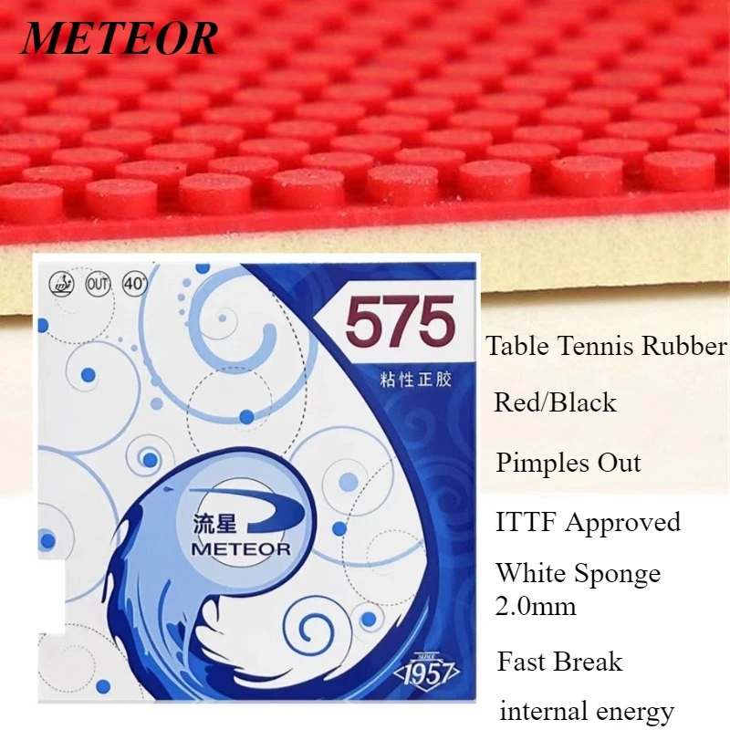 Original METEORr 575 Table Tennis Rubber 40+ Viscosity Pimples Out White Sponge 2.0mm Fast Break Ping Pong Rubber ITTF Approved
Original METEORr 575 Table Tennis Rubber 40+ Viscosity Pimples Out White Sponge 2.0mm Fast Break Ping Pong Rubber ITTF Approved