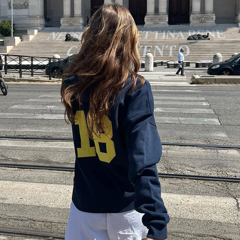 Fashion Women Vintage Sweatshirts Brazil Letter Print Loose Pullover Autumn Winter Warm Deep Blue Hoodie Casual Vintage Clothing
Fashion Women Vintage Sweatshirts Brazil Letter Print Loose Pullover Autumn Winter Warm Deep Blue Hoodie Casual Vintage Clothing