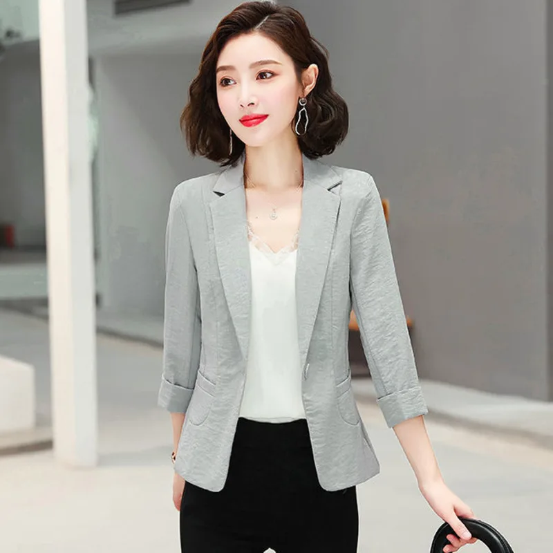 Women's Office Blazer Fashion Solid Color Single Breasted Blazer Casual Three Quarter Sleeve Jacket Coats Female Outerwears
Women's Office Blazer Fashion Solid Color Single Breasted Blazer Casual Three Quarter Sleeve Jacket Coats Female Outerwears