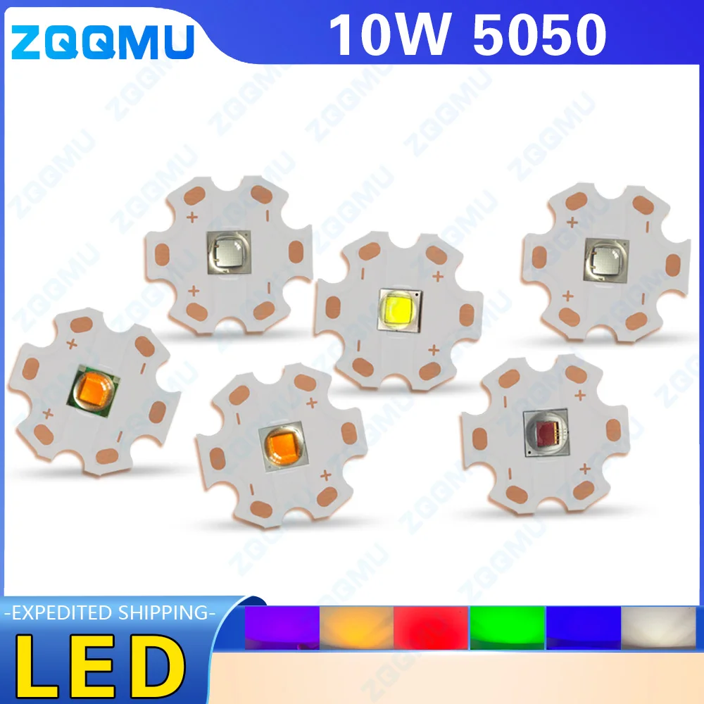 10W LED SMD 5050 Chip High Power Lamp Beads White Warm Red Green Blue UV365nm 395nm Diode Aluminum Substrate
10W LED SMD 5050 Chip High Power Lamp Beads White Warm Red Green Blue UV365nm 395nm Diode Aluminum Substrate
