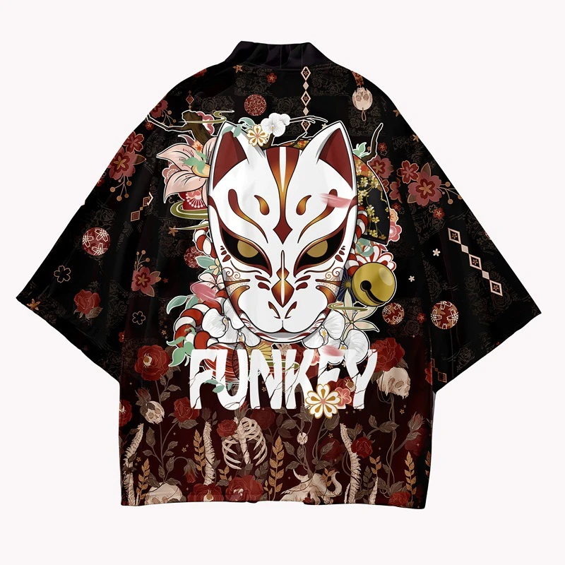 2022 Men Black Fox Print Kimono Japanese Loose Cardigan And Shorts Set Yukata Shirt Streetwear
2022 Men Black Fox Print Kimono Japanese Loose Cardigan And Shorts Set Yukata Shirt Streetwear