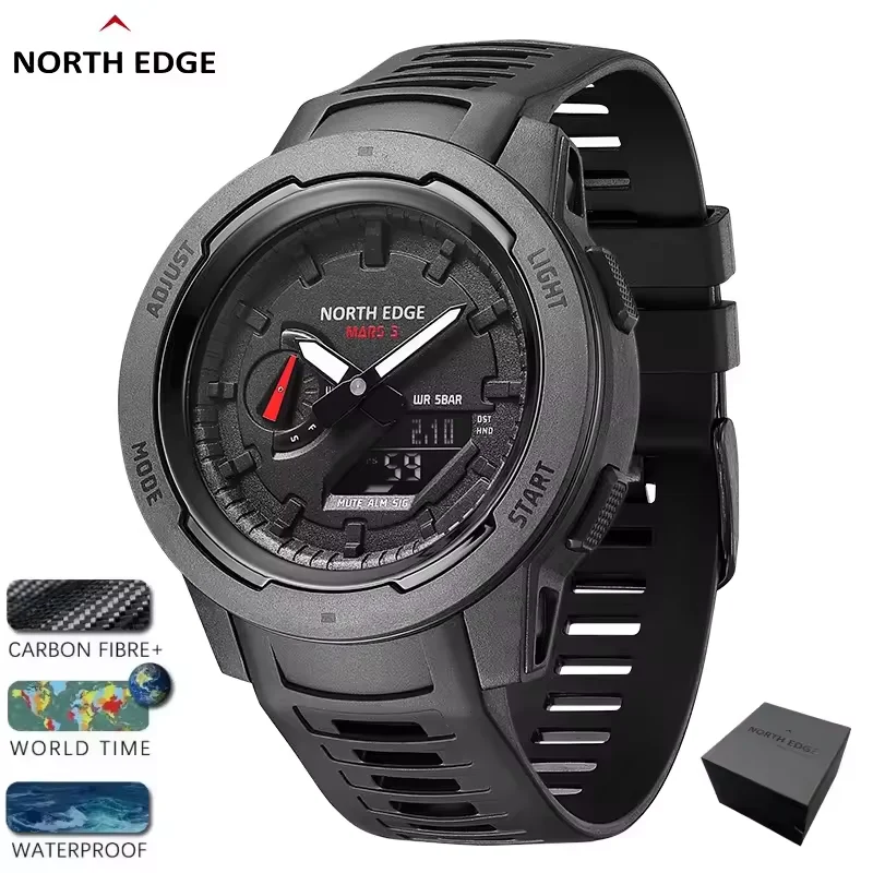 NORTH EDGE Watches for Man MARS3 Carbon Fiber Case Alarm Clock Stopwatch World Time Swimming Waterproof Men Watch Reloj Hombre
NORTH EDGE Watches for Man MARS3 Carbon Fiber Case Alarm Clock Stopwatch World Time Swimming Waterproof Men Watch Reloj Hombre