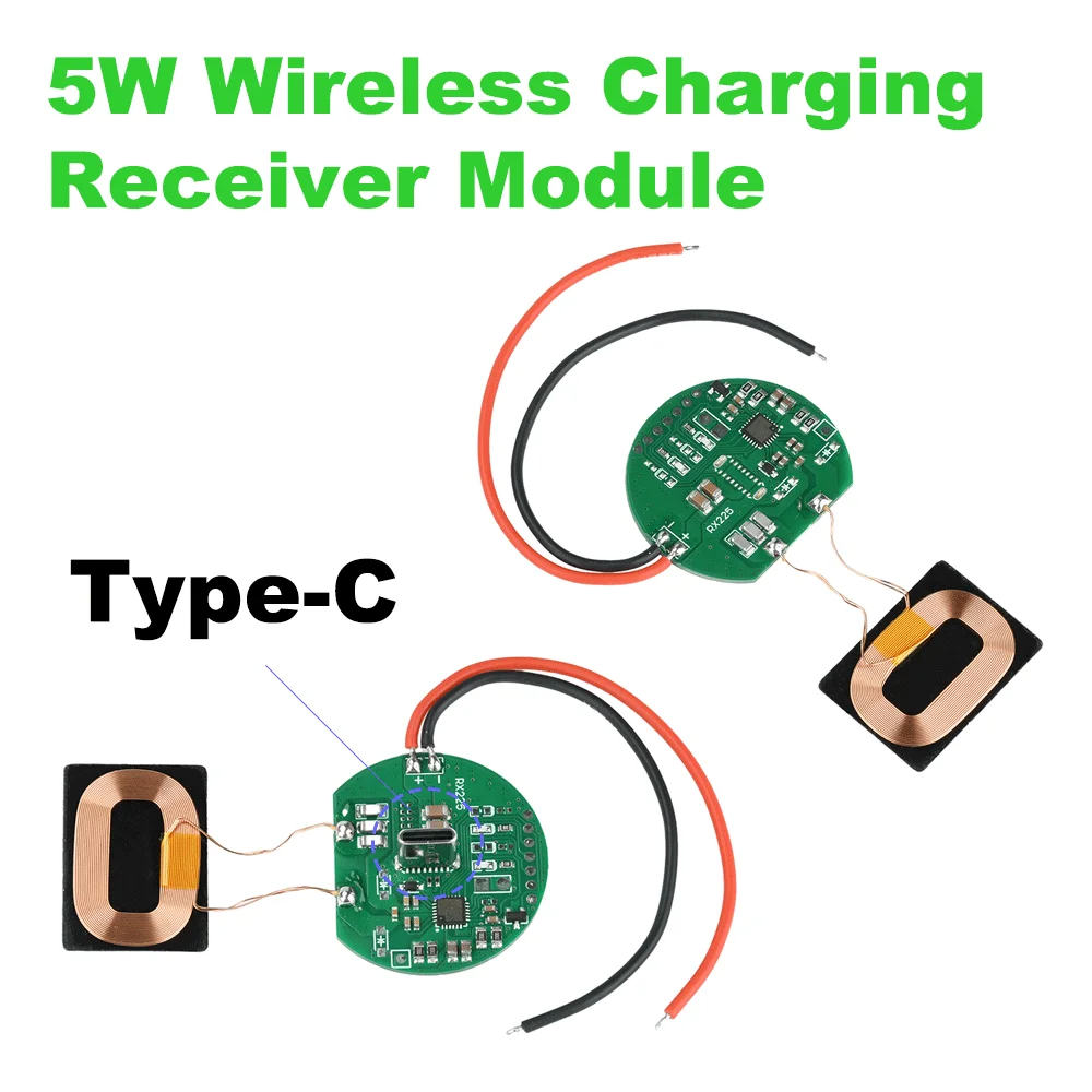 Мини-модуль приемника беспроводной зарядки 5 Вт, интерфейс Type-C, источник питания 5 В для телефона, гарнитуры, устройство «сделай сам»
Мини-модуль приемника беспроводной зарядки 5 Вт, интерфейс Type-C, источник питания 5 В для телефона, гарнитуры, устройство «сделай сам»