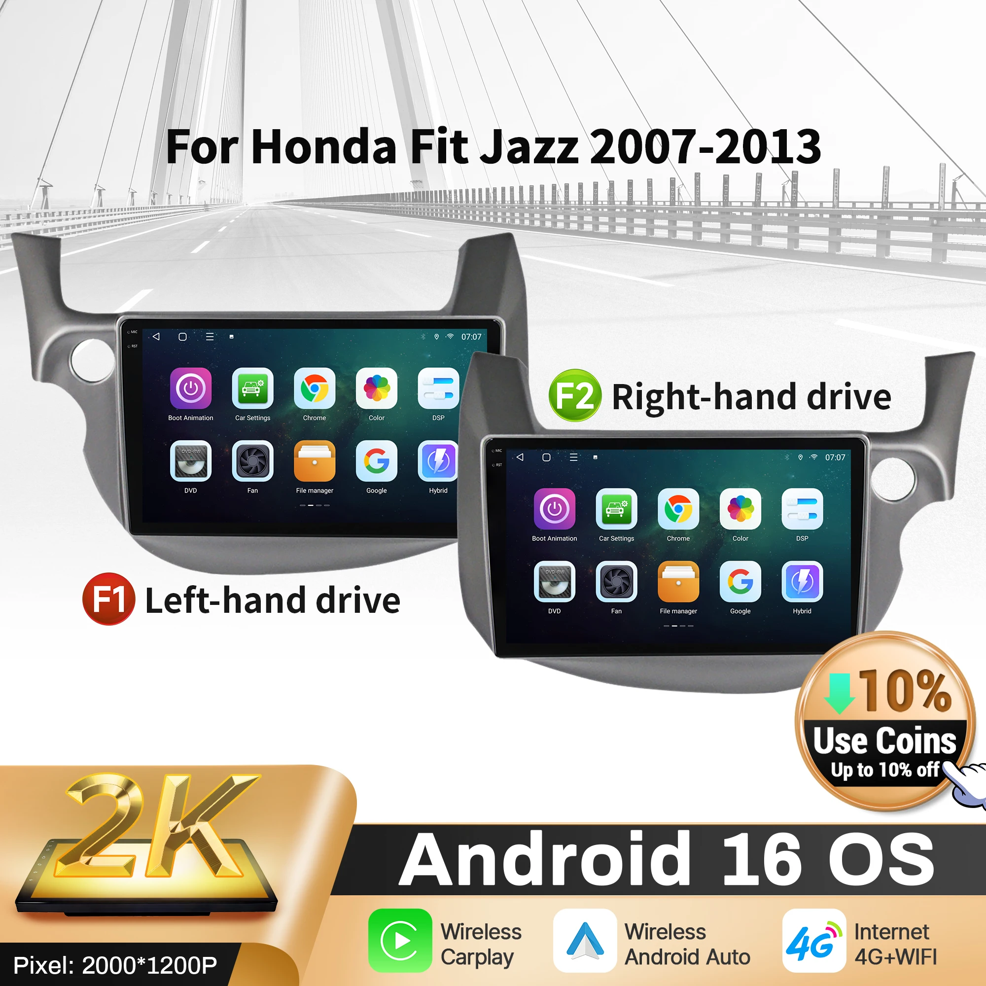 10" Car Radio For Honda Fit JAZZ 2007-2013 Android 16 Wireless BT Carplay Multimedia Navigation Touch 2K QLED Screen
10" Car Radio For Honda Fit JAZZ 2007-2013 Android 16 Wireless BT Carplay Multimedia Navigation Touch 2K QLED Screen