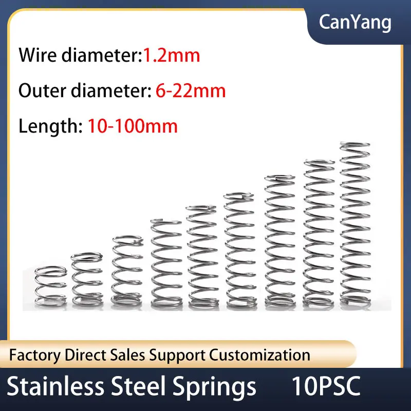 304 SUS Compression Spring: Stainless Steel Compression Spring Wire Diameter 1.2mm High Elastic Compression Spring
304 SUS Compression Spring: Stainless Steel Compression Spring Wire Diameter 1.2mm High Elastic Compression Spring