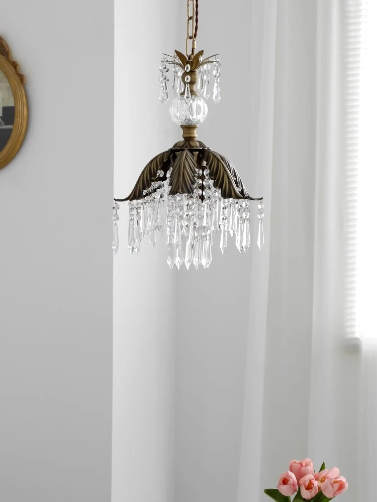 American one-ding French pastoral retro restaurant crystal chandelier bedside cloakroom aisle entrance brass lamp
American one-ding French pastoral retro restaurant crystal chandelier bedside cloakroom aisle entrance brass lamp