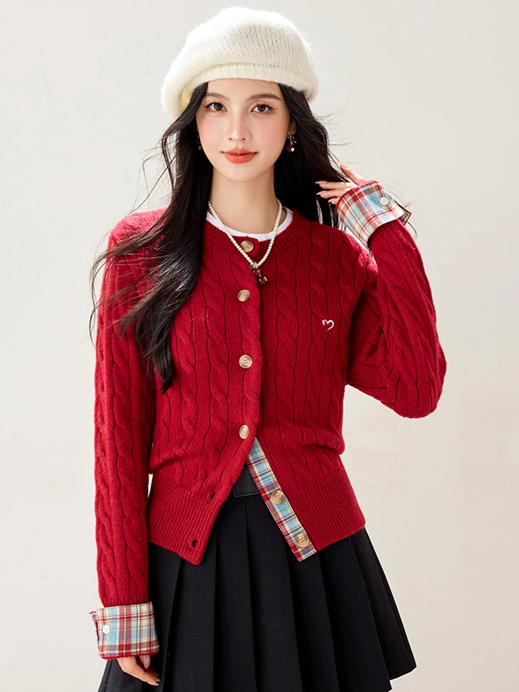 Women's Long Sleeve Cardigan O-Neck Button Down Knit Lady Autumn Knitted Single-breasted Cardigan Sweaters False Two-piece Top
Women's Long Sleeve Cardigan O-Neck Button Down Knit Lady Autumn Knitted Single-breasted Cardigan Sweaters False Two-piece Top