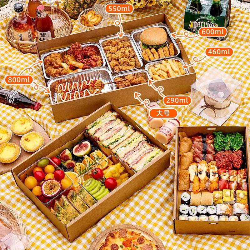 Customized Picnic Box Disposable Lunch Box Camping Spring Outing Outdoor Travel Food Box Dessert Popular Kraft Paper Packing Box
Customized Picnic Box Disposable Lunch Box Camping Spring Outing Outdoor Travel Food Box Dessert Popular Kraft Paper Packing Box