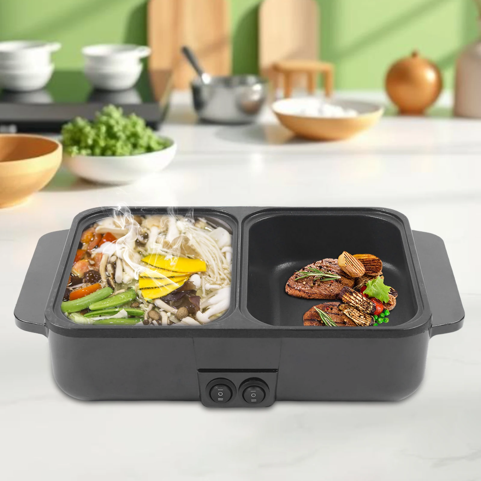 11.42*8.66*4.33in 2-in-1 Build To Last Electric Hot Pot with Grill Non-Stick Pan with Anti-Scalding Handles
11.42*8.66*4.33in 2-in-1 Build To Last Electric Hot Pot with Grill Non-Stick Pan with Anti-Scalding Handles