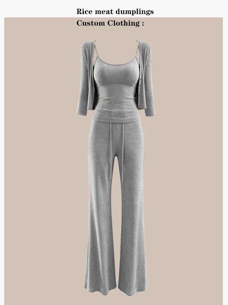 Summer Slim Fit Three Piece Set Women's Fashion Sunscreen Long Sleeve Cardigan Tank Top Straight Leg Pants High Waist
Summer Slim Fit Three Piece Set Women's Fashion Sunscreen Long Sleeve Cardigan Tank Top Straight Leg Pants High Waist