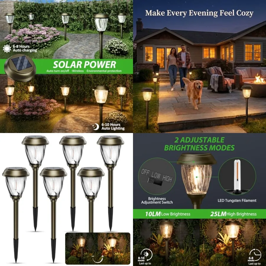 Solar Pathway Lights Outdoor, Warm White 10/25 LM Glass Solar Lights for Yard, Patio and Walkway, Waterproof Landscape Lighting
Solar Pathway Lights Outdoor, Warm White 10/25 LM Glass Solar Lights for Yard, Patio and Walkway, Waterproof Landscape Lighting