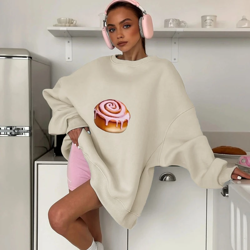 TARUXY Fashion Cake Printed Sweatshirt Women Loose Long-Sleeved Round-Neck Autumn Commuting Pullover Sweatshirt Female Clothing
TARUXY Fashion Cake Printed Sweatshirt Women Loose Long-Sleeved Round-Neck Autumn Commuting Pullover Sweatshirt Female Clothing