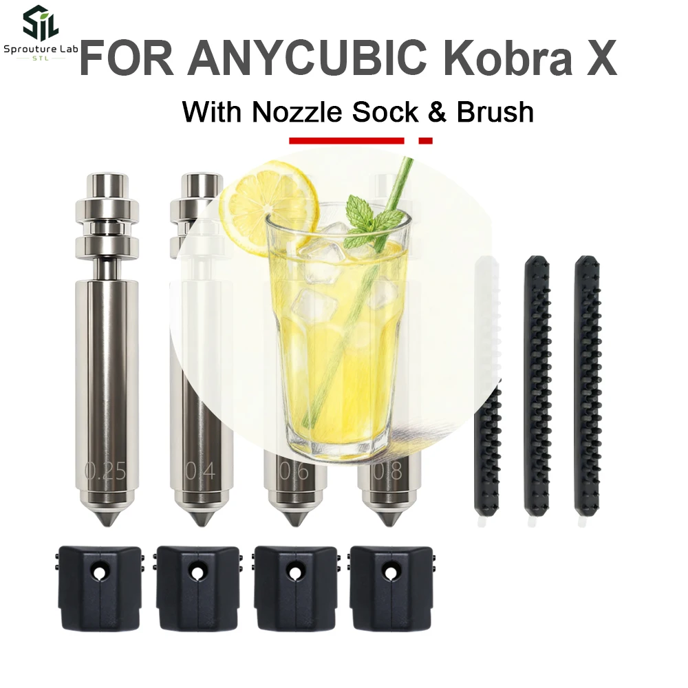 Upgrade For Anycubic Kobra X Nozzle KX Nozzle Brush KX sock Quick Swap Hotend Hardened Steel 0.25 0.4 0.6 0.8mm 3D Printer Parts
Upgrade For Anycubic Kobra X Nozzle KX Nozzle Brush KX sock Quick Swap Hotend Hardened Steel 0.25 0.4 0.6 0.8mm 3D Printer Parts