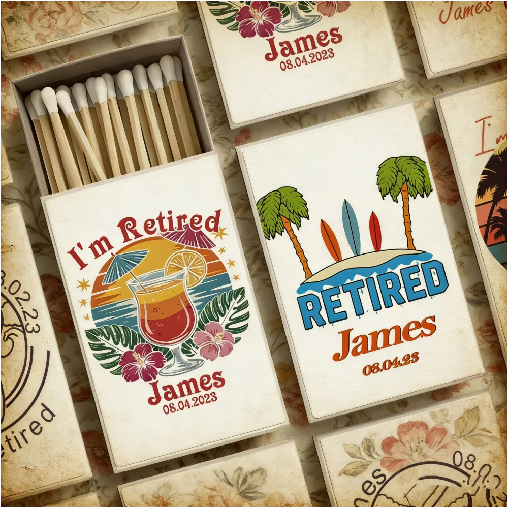 Personalized Retirement Matchboxes for Men, Custom Date Retired Decor, Unique Happy Retirement Party Souvenirs
Personalized Retirement Matchboxes for Men, Custom Date Retired Decor, Unique Happy Retirement Party Souvenirs