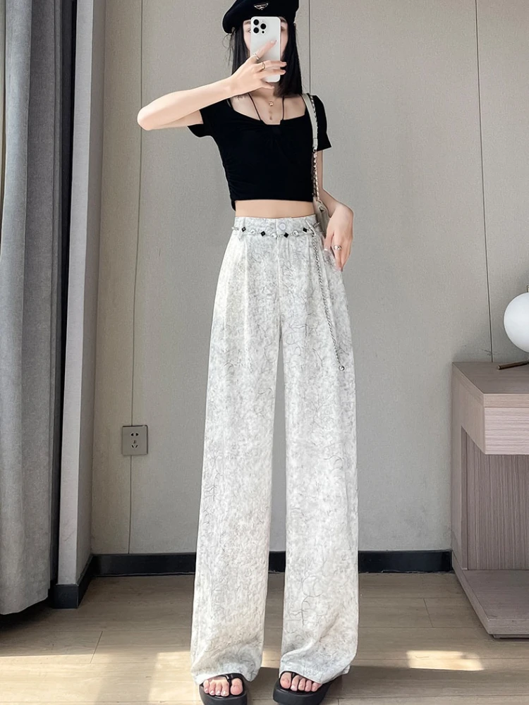 New Chinese Style Jacquard Satin Tie Dyed Suit Pants Women in Summer New High Waist Drop Down Casual Straight Ice Silk Pants
New Chinese Style Jacquard Satin Tie Dyed Suit Pants Women in Summer New High Waist Drop Down Casual Straight Ice Silk Pants
