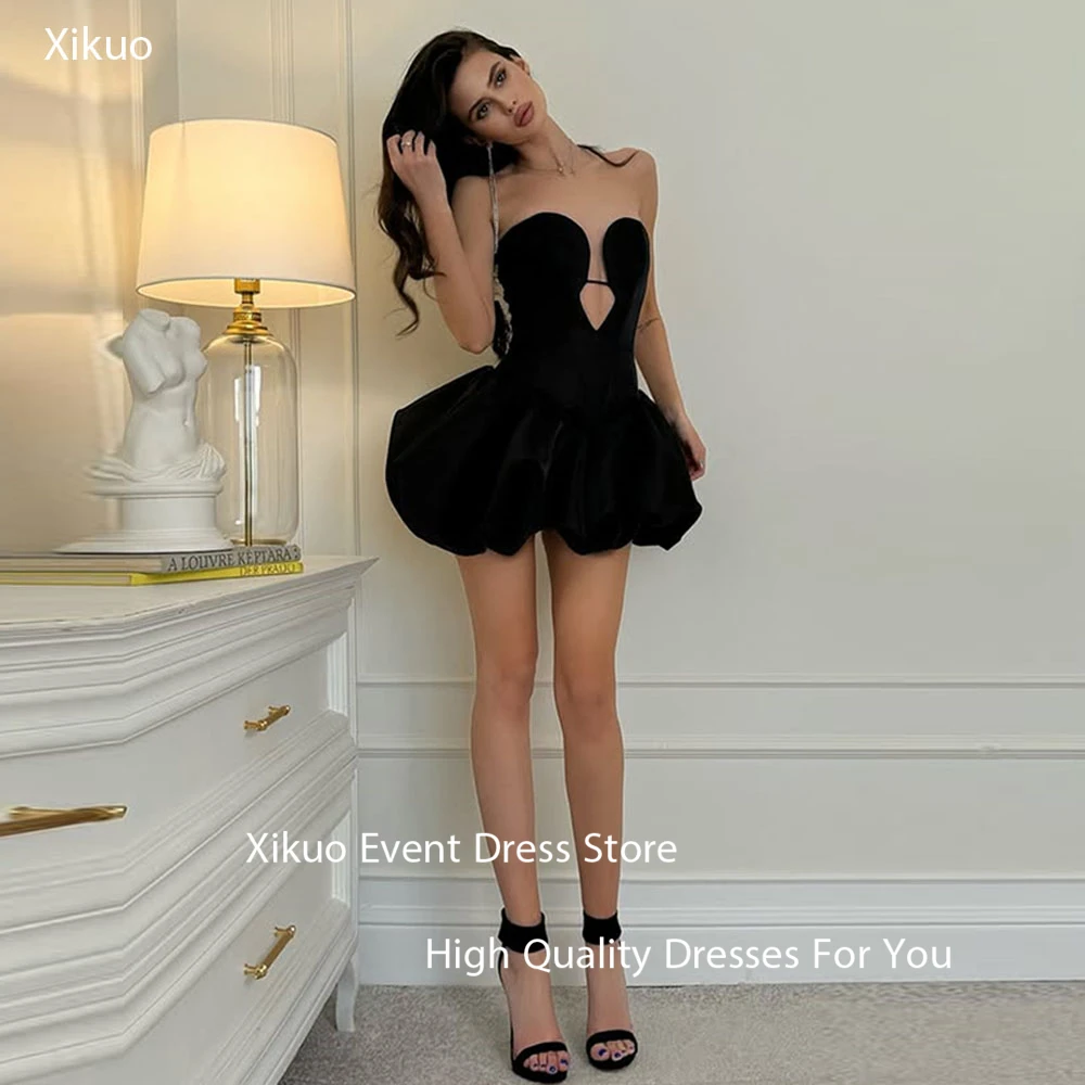 Xikuo Fashion Black Satin Prom Dress Deep V Neck Bespoke Occasion Eveninig Gowns Short Pleated Party Evening Dresses Customized
Xikuo Fashion Black Satin Prom Dress Deep V Neck Bespoke Occasion Eveninig Gowns Short Pleated Party Evening Dresses Customized