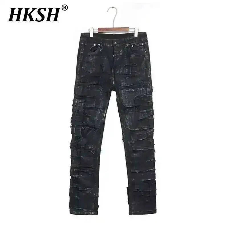 HKSH Spring New Men Tide Punk Dark Coating Chic Waxed Cutting Corrupt Denim Pants High Street Casual RO Style Holes Jeans HK4358
HKSH Spring New Men Tide Punk Dark Coating Chic Waxed Cutting Corrupt Denim Pants High Street Casual RO Style Holes Jeans HK4358