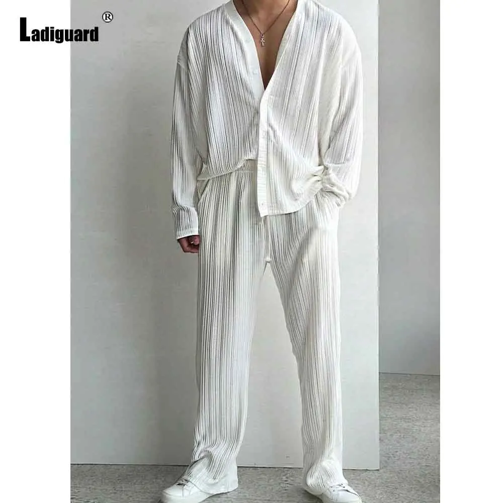 Mens Casual Beach Two Piece Sets 2025 European Style Collarless Blouse and Solid White Straight Pants Male Shirts Co-ords New
Mens Casual Beach Two Piece Sets 2025 European Style Collarless Blouse and Solid White Straight Pants Male Shirts Co-ords New