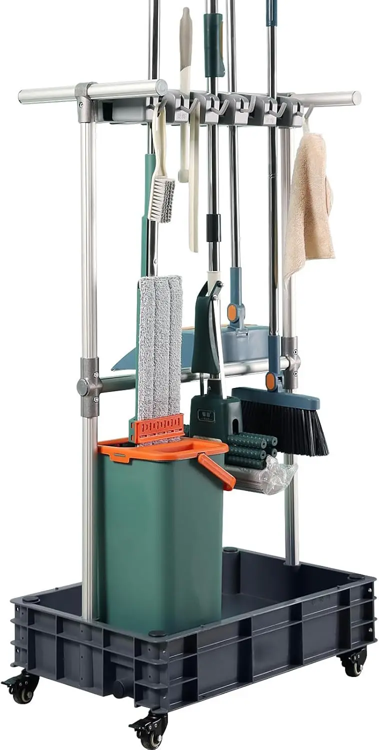 Broom mop Holder Cleaning Supplies Organizer Janitor carts on Wheels Housekeeping Station Storage Tools
Broom mop Holder Cleaning Supplies Organizer Janitor carts on Wheels Housekeeping Station Storage Tools