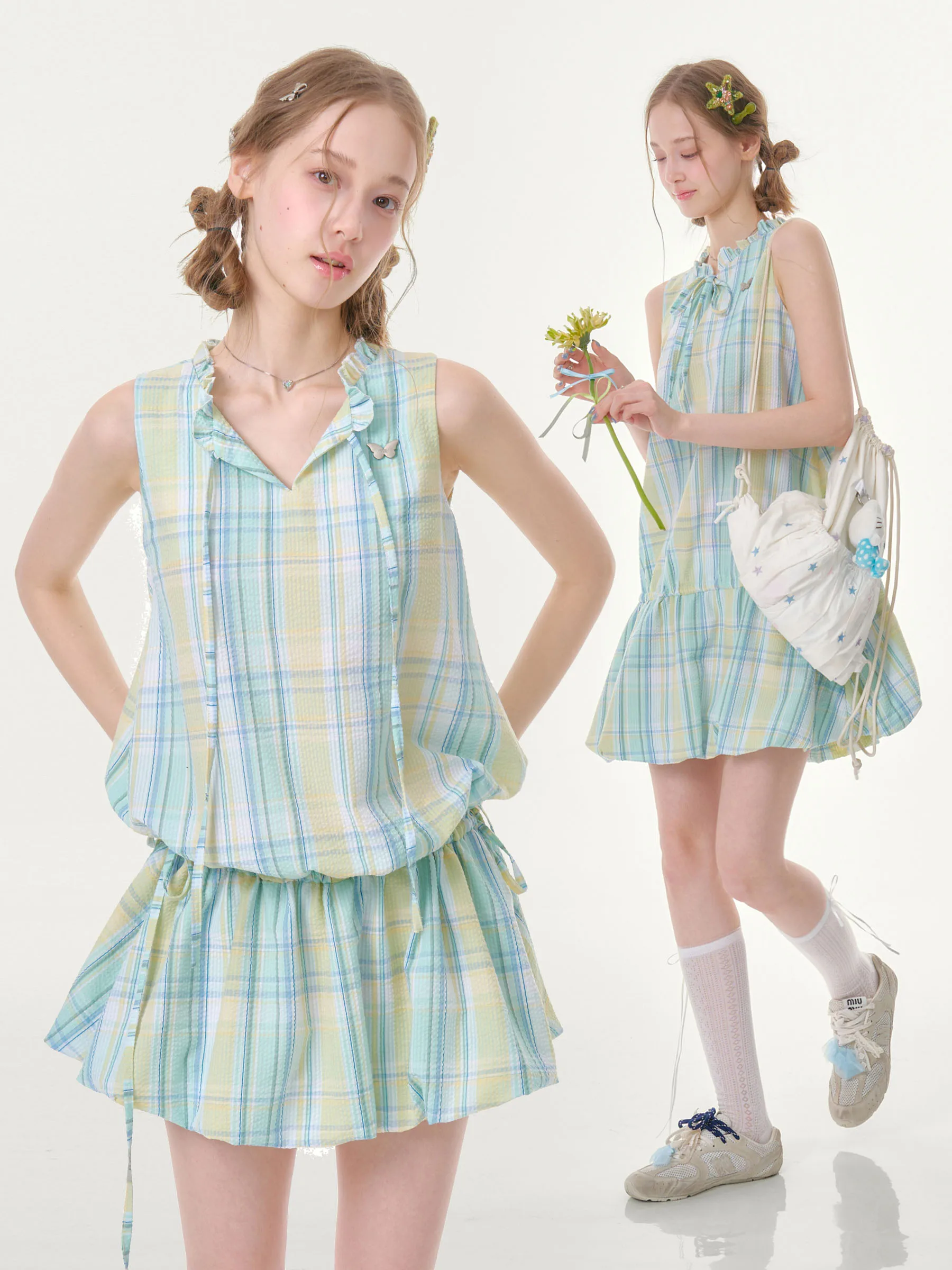 Mint Green Plaid Sleeveless Waist-Cinched Skirt Dress Women's Summer Country Style ZiziFei Lemon Dress Citywalk Casual ...
Mint Green Plaid Sleeveless Waist-Cinched Skirt Dress Women's Summer Country Style ZiziFei Lemon Dress Citywalk Casual ...