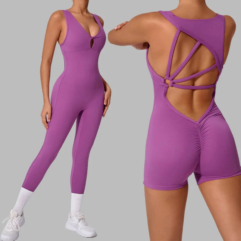 Seamless Yoga Jumpsuits Sports Fitness Peach Hip Backless Raise Suit Workout Clothes Gym Leggings Set for Women
Seamless Yoga Jumpsuits Sports Fitness Peach Hip Backless Raise Suit Workout Clothes Gym Leggings Set for Women