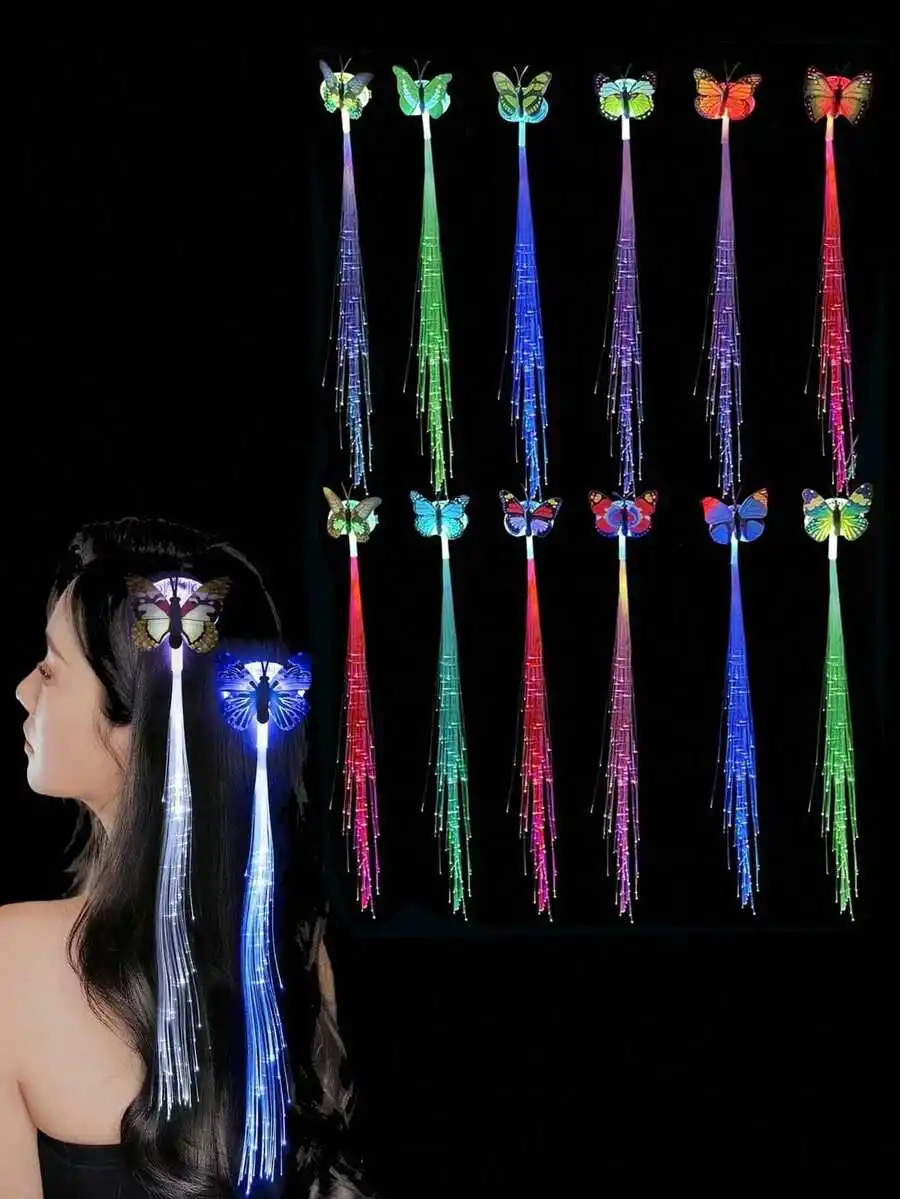 8Pcs LED Fiber Optic Butterfly Hair Clips Luminous Hair Extensions For Party Festival Nightclub Women
8Pcs LED Fiber Optic Butterfly Hair Clips Luminous Hair Extensions For Party Festival Nightclub Women