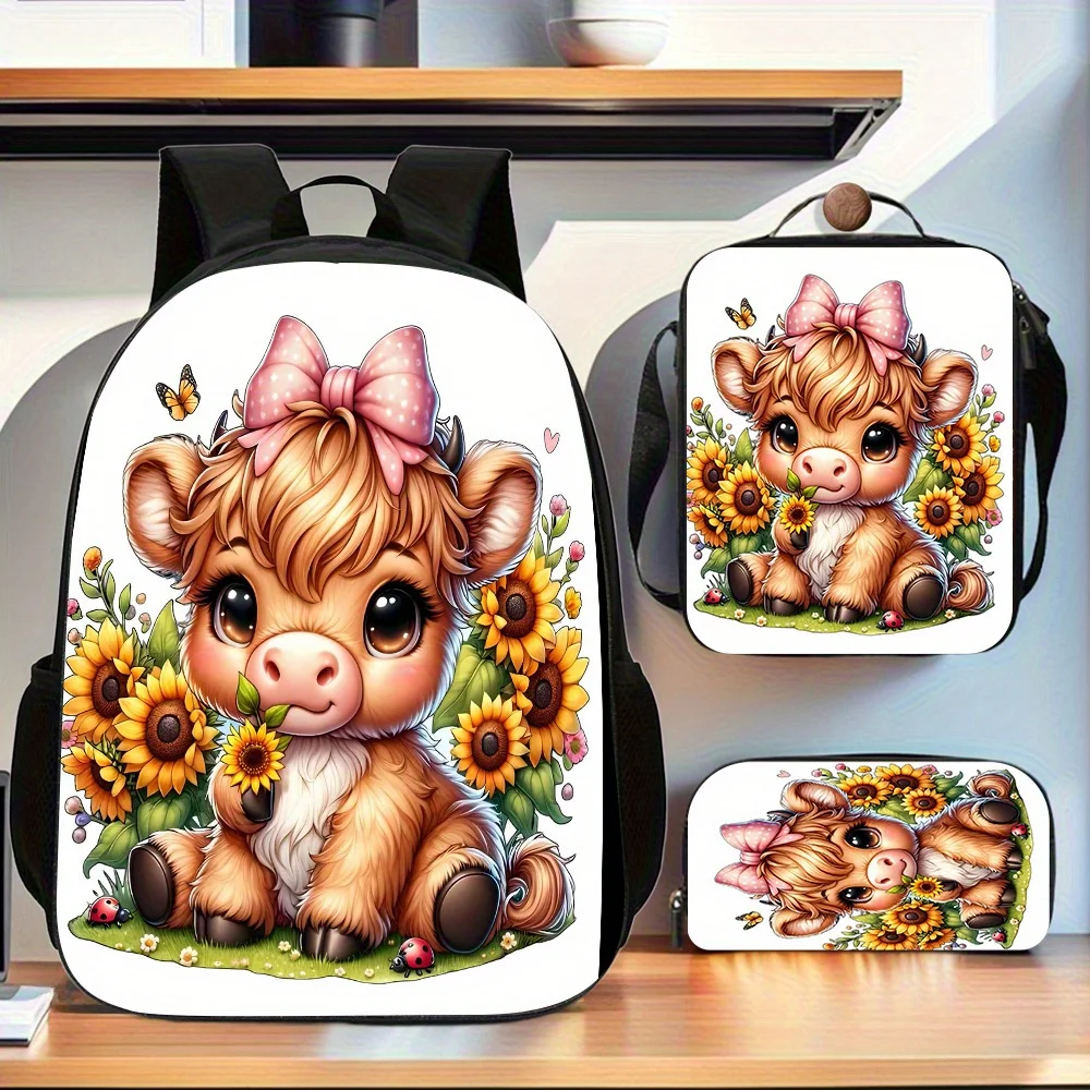 Adorable Cow 3pcs Backpack Set - Large Capacity Double Shoulder Bag, Pencil Case & Lunch Box - Lightweight Polyester, Adjustable
Adorable Cow 3pcs Backpack Set - Large Capacity Double Shoulder Bag, Pencil Case & Lunch Box - Lightweight Polyester, Adjustable